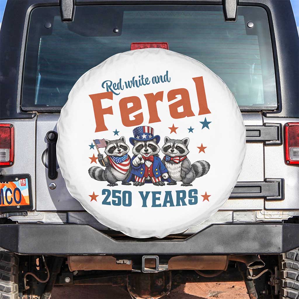 Funny Raccoon Red White And Feral America 250 Spare Tire Cover TS12 No hole Black Print Your Wear