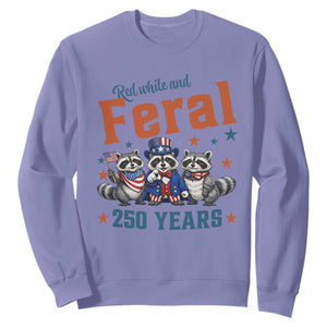 Funny Raccoon Red White And Feral USA 250 Anniversary Sweatshirt TS12 Violet Print Your Wear