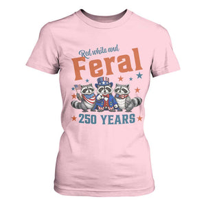Funny Raccoon Red White And Feral America 250 T Shirt For Women TS12 Light Pink Print Your Wear