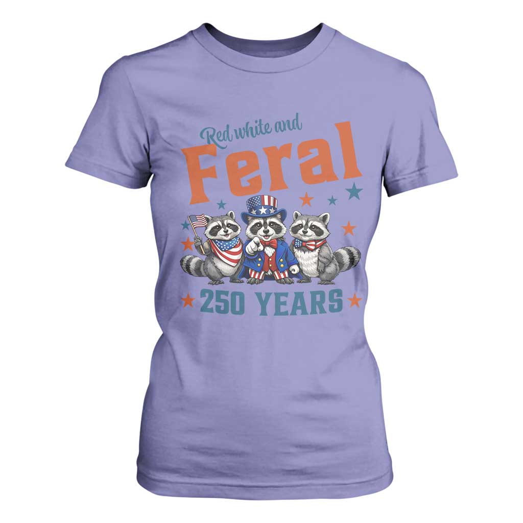 Funny Raccoon Red White And Feral America 250 T Shirt For Women TS12 Violet Print Your Wear