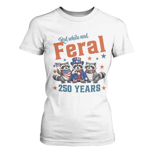 Funny Raccoon Red White And Feral America 250 T Shirt For Women TS12 White Print Your Wear