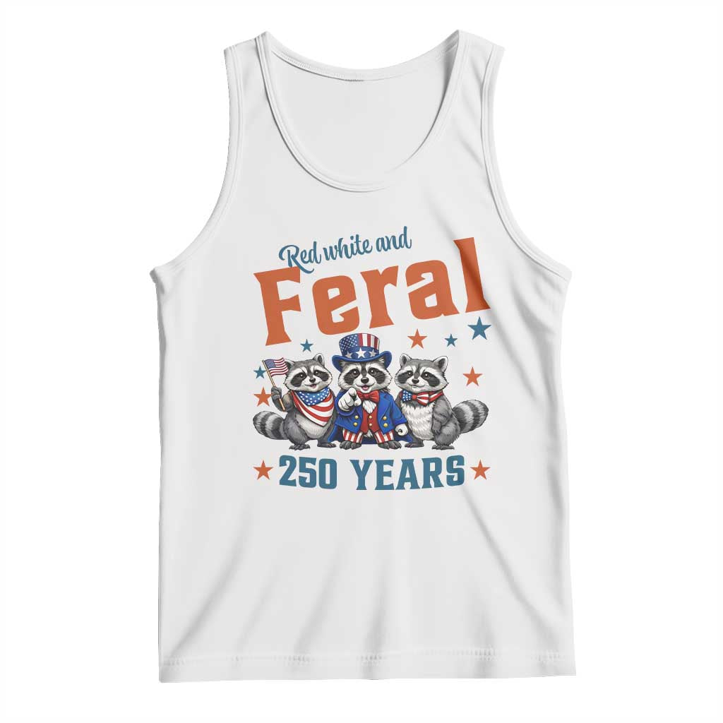 Funny Raccoon Red White And Feral America 250 Tank Top TS12 White Print Your Wear