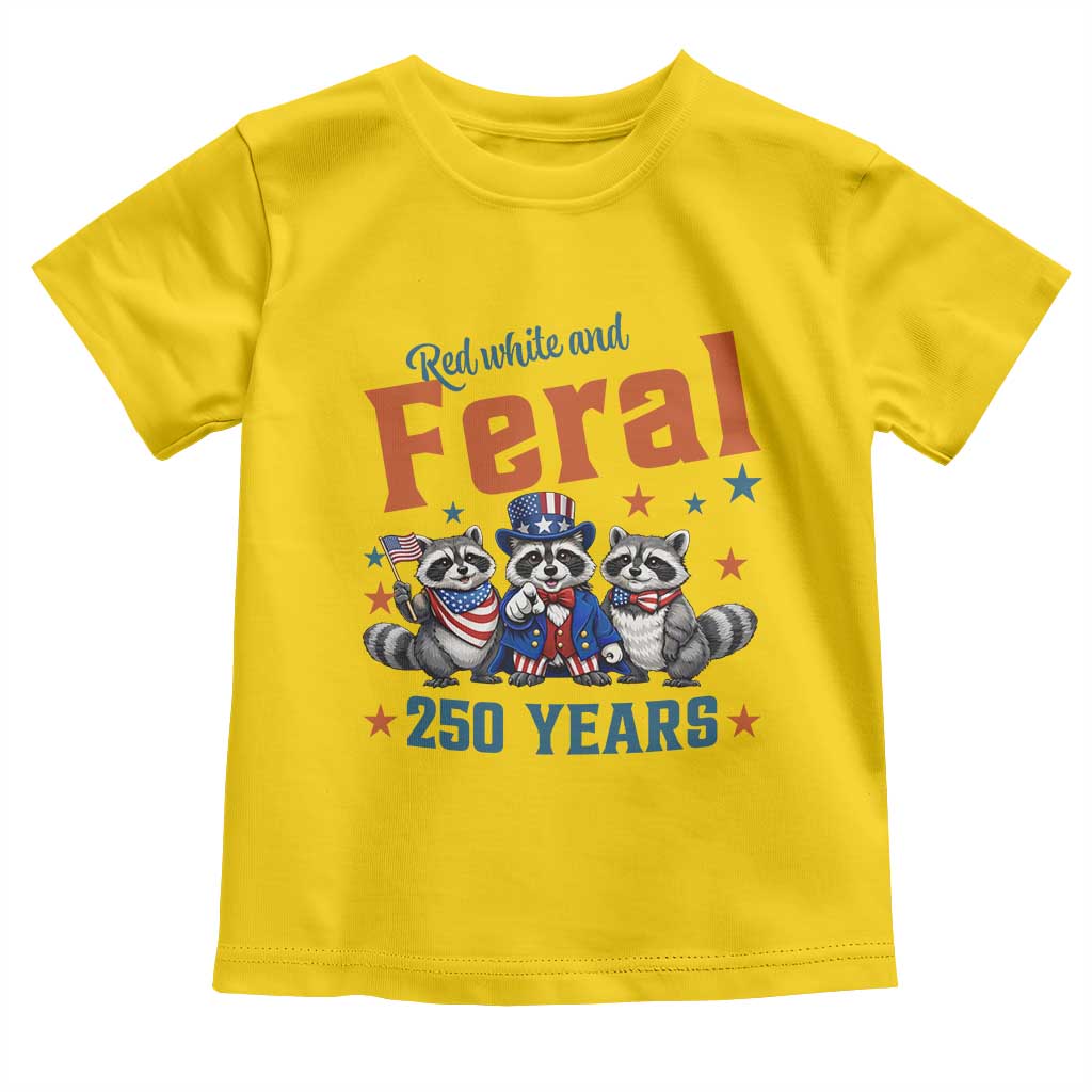 Funny Raccoon Red White And Feral America 250 Toddler T Shirt TS12 Daisy Print Your Wear