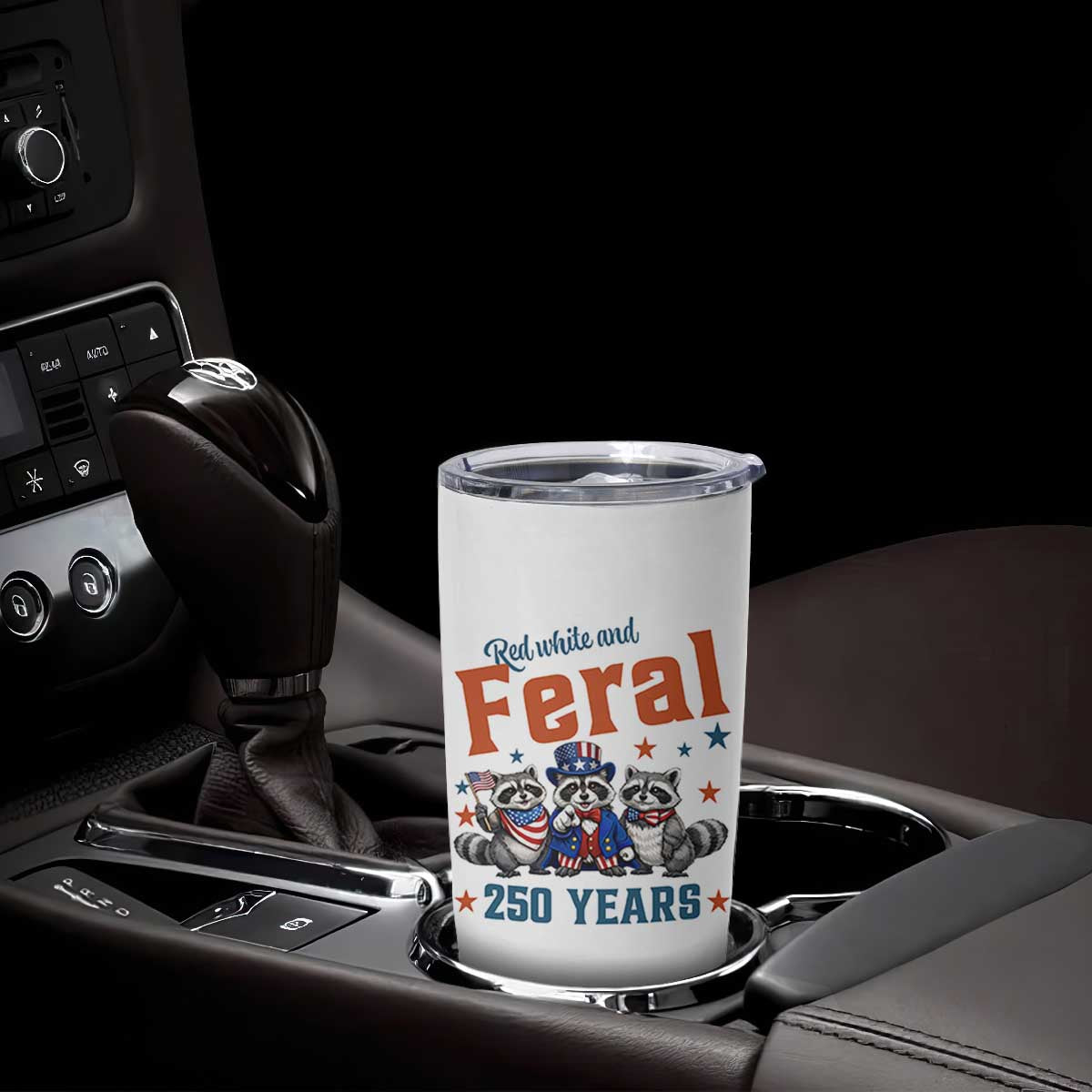 Funny Raccoon Red White And Feral America 250 Tumbler Cup TS12 Print Your Wear