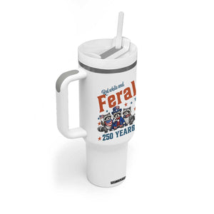 Funny Raccoon Red White And Feral America 250 Tumbler With Handle TS12 Print Your Wear
