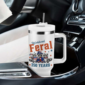 Funny Raccoon Red White And Feral America 250 Tumbler With Handle TS12 Print Your Wear