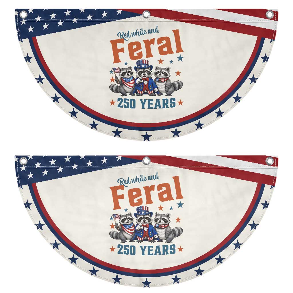 Funny Raccoon Red White And Feral USA 250th Patriotic Fan Flag