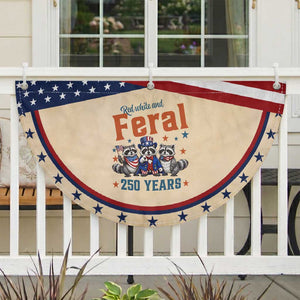 Funny Raccoon Red White And Feral USA 250th Patriotic Fan Flag