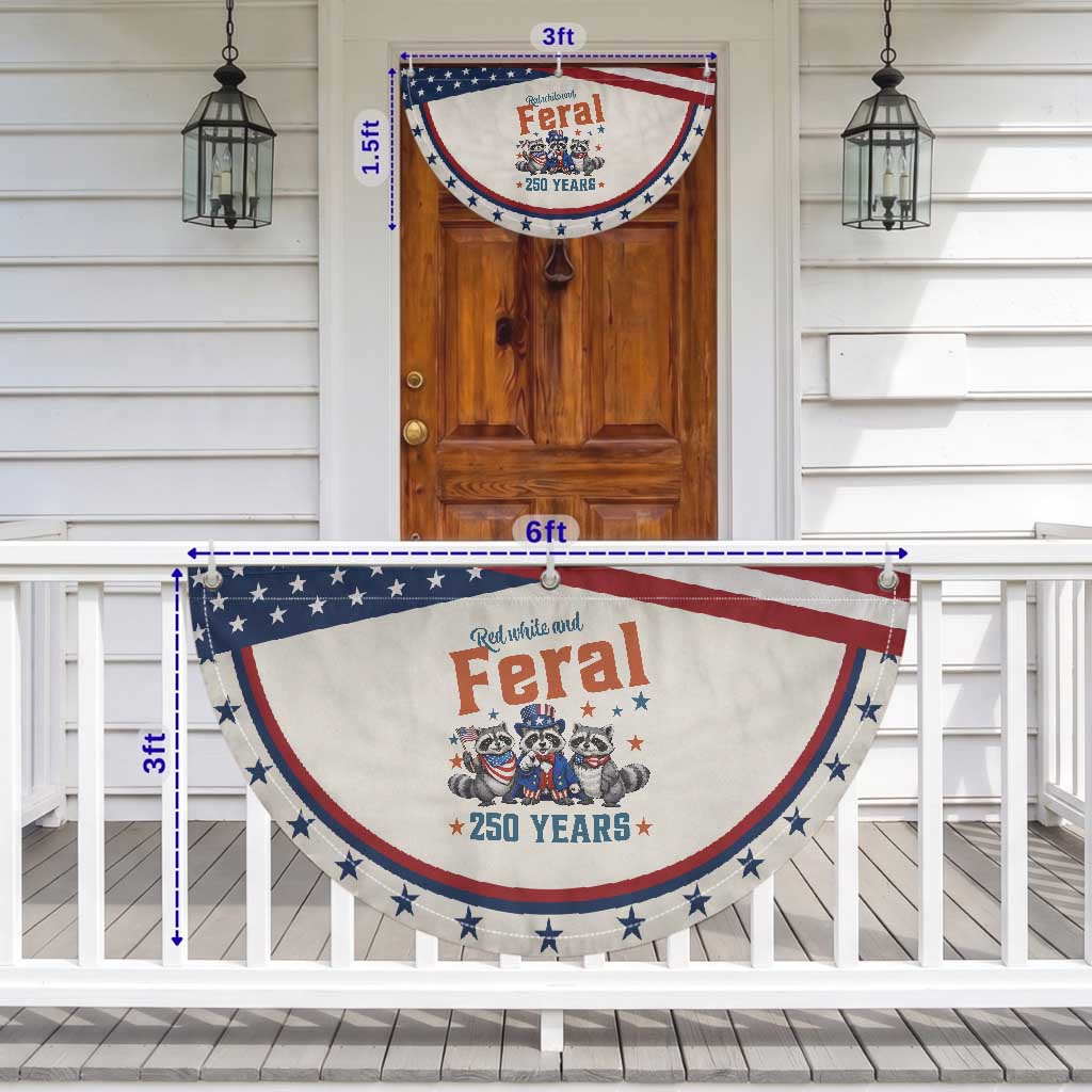 Funny Raccoon Red White And Feral USA 250th Patriotic Fan Flag