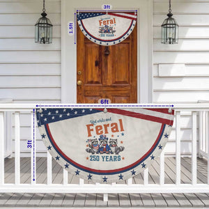 Funny Raccoon Red White And Feral USA 250th Patriotic Fan Flag