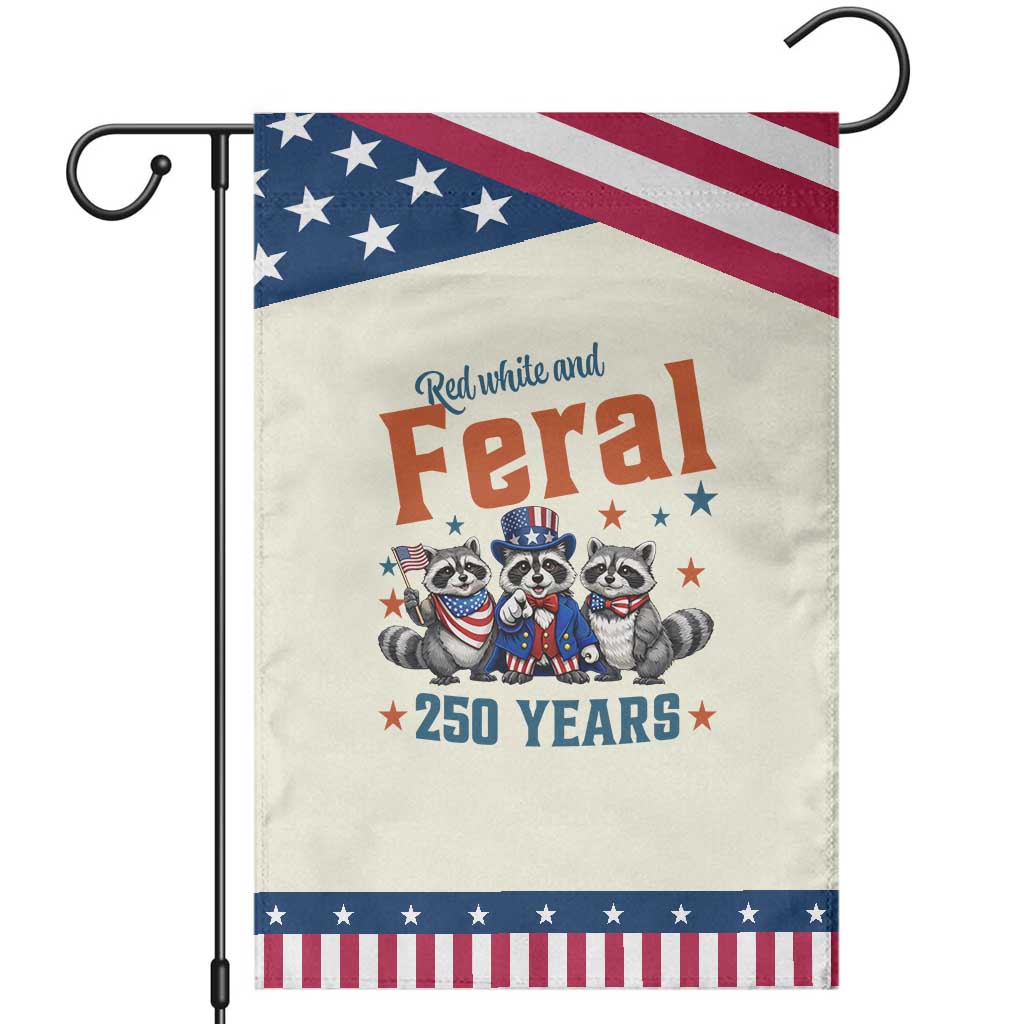 Funny Raccoon Red White And Feral America 250 Garden Flag TS12 Distressed Beige Blue Print Your Wear