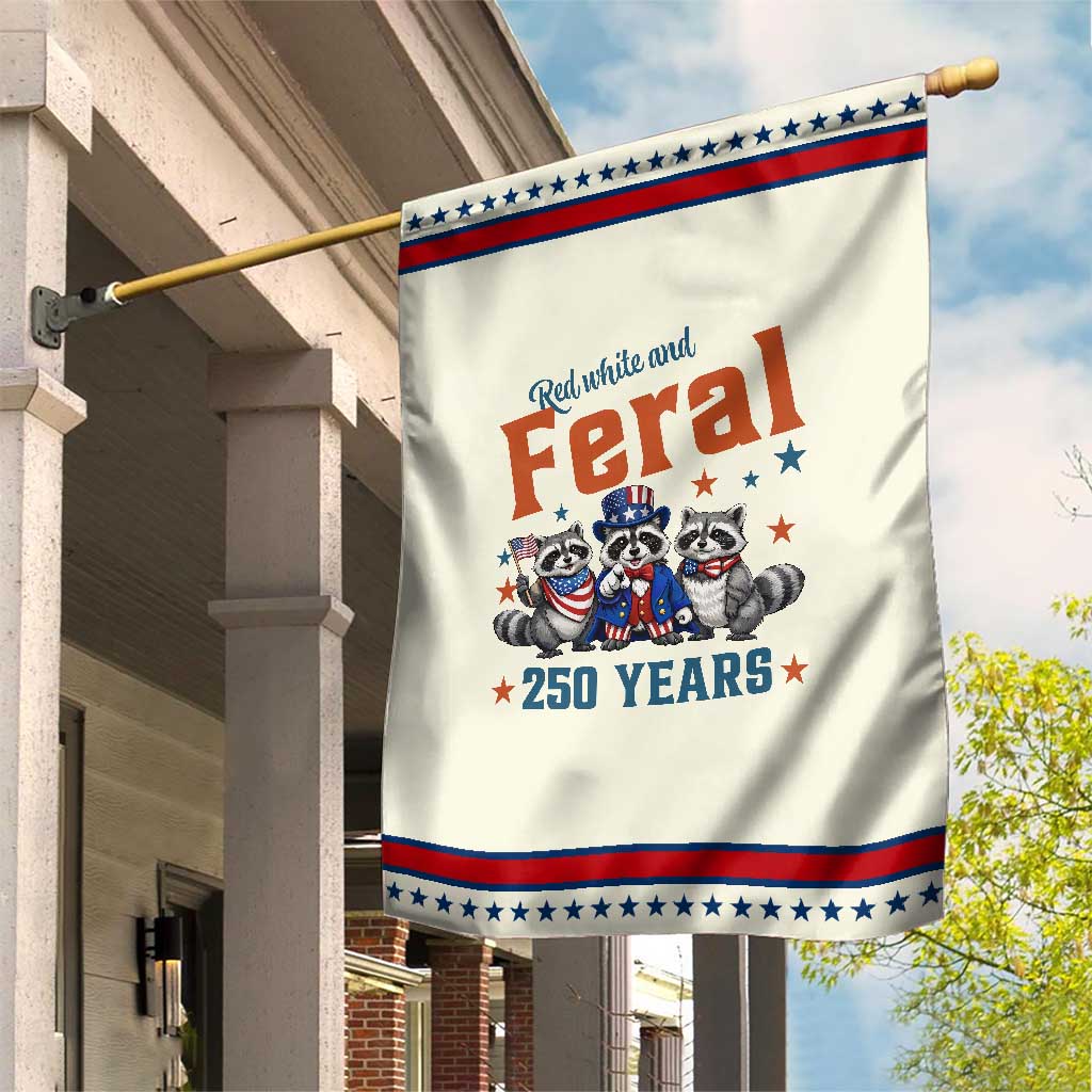 Funny Raccoon Red White And Feral USA 250 Anniversary Patriotic Garden Flag TS12 Distressed Beige Red Print Your Wear
