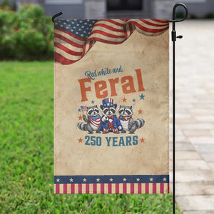 Funny Raccoon Red White And Feral USA 250 Anniversary Patriotic Garden Flag TS12 Classic Rustic Tan Navy Print Your Wear