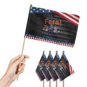 Funny Raccoon Red White And Feral America 250 Patriotic Handheld Flag TS12 Print Your Wear