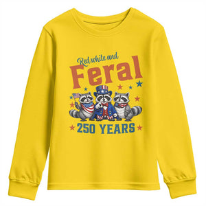 Funny Raccoon Red White And Feral USA 250 Anniversary Youth Sweatshirt TS12 Daisy Print Your Wear
