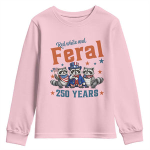 Funny Raccoon Red White And Feral USA 250 Anniversary Youth Sweatshirt TS12 Light Pink Print Your Wear