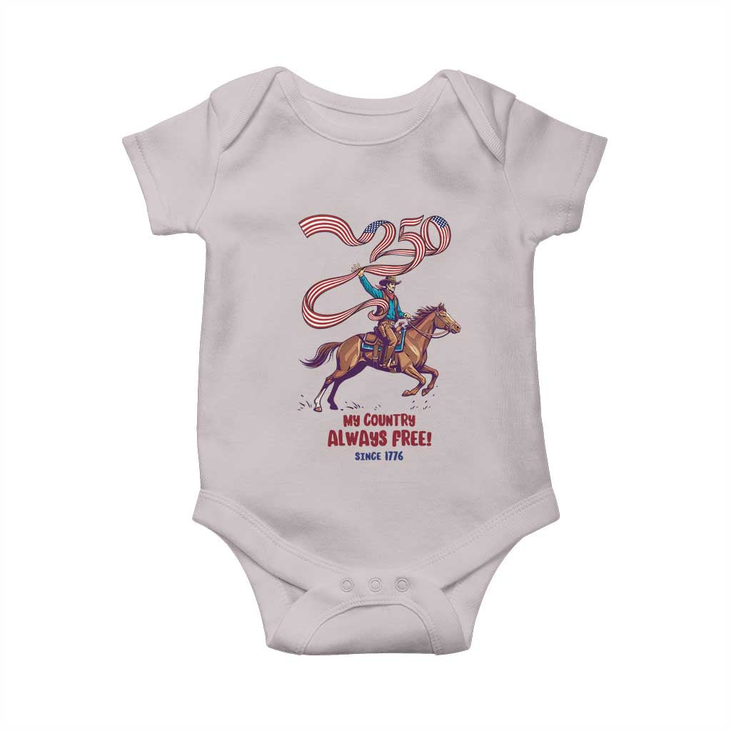 Funny Patriotic Cowboy Baby Onesie My Country Always Free USA Pride TS12 Ice Gray Print Your Wear