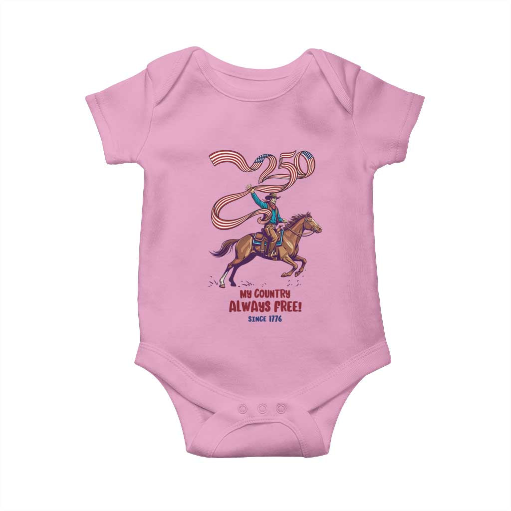 Funny Patriotic Cowboy Baby Onesie My Country Always Free USA Pride TS12 Light Pink Print Your Wear