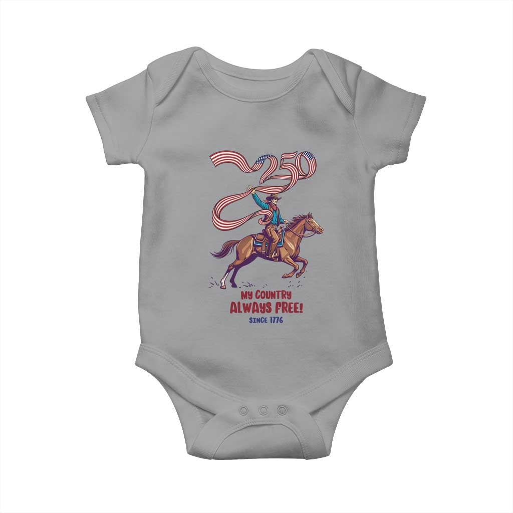 Funny Patriotic Cowboy Baby Onesie My Country Always Free USA Pride TS12 Sport Gray Print Your Wear