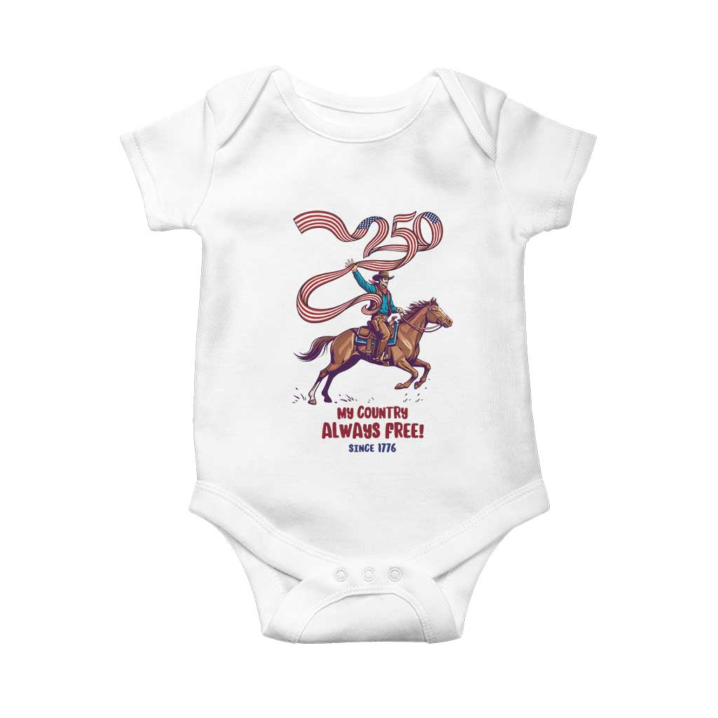 Funny Patriotic Cowboy Baby Onesie My Country Always Free USA Pride TS12 White Print Your Wear