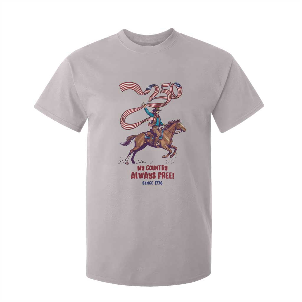 Funny Patriotic Cowboy T Shirt For Kid My Country Always Free USA Pride TS12 Ice Gray Print Your Wear