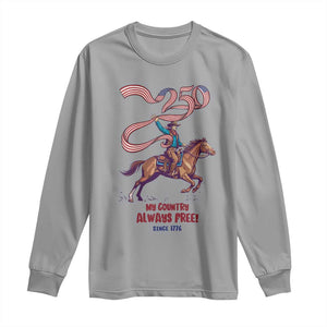 Funny Patriotic Cowboy Long Sleeve Shirt My Country Always Free USA Pride TS12 Sport Gray Print Your Wear