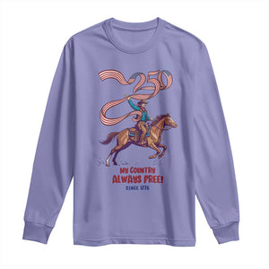 Funny Patriotic Cowboy Long Sleeve Shirt My Country Always Free USA Pride TS12 Violet Print Your Wear