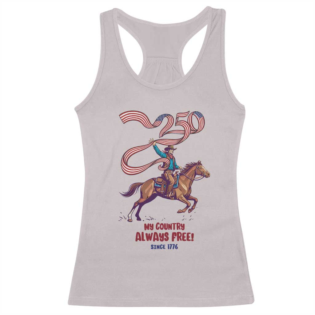 Funny Patriotic Cowboy Racerback Tank Top My Country Always Free USA Pride TS12 Ice Gray Print Your Wear