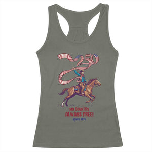 Funny Patriotic Cowboy Racerback Tank Top My Country Always Free USA Pride TS12 Military Green Print Your Wear
