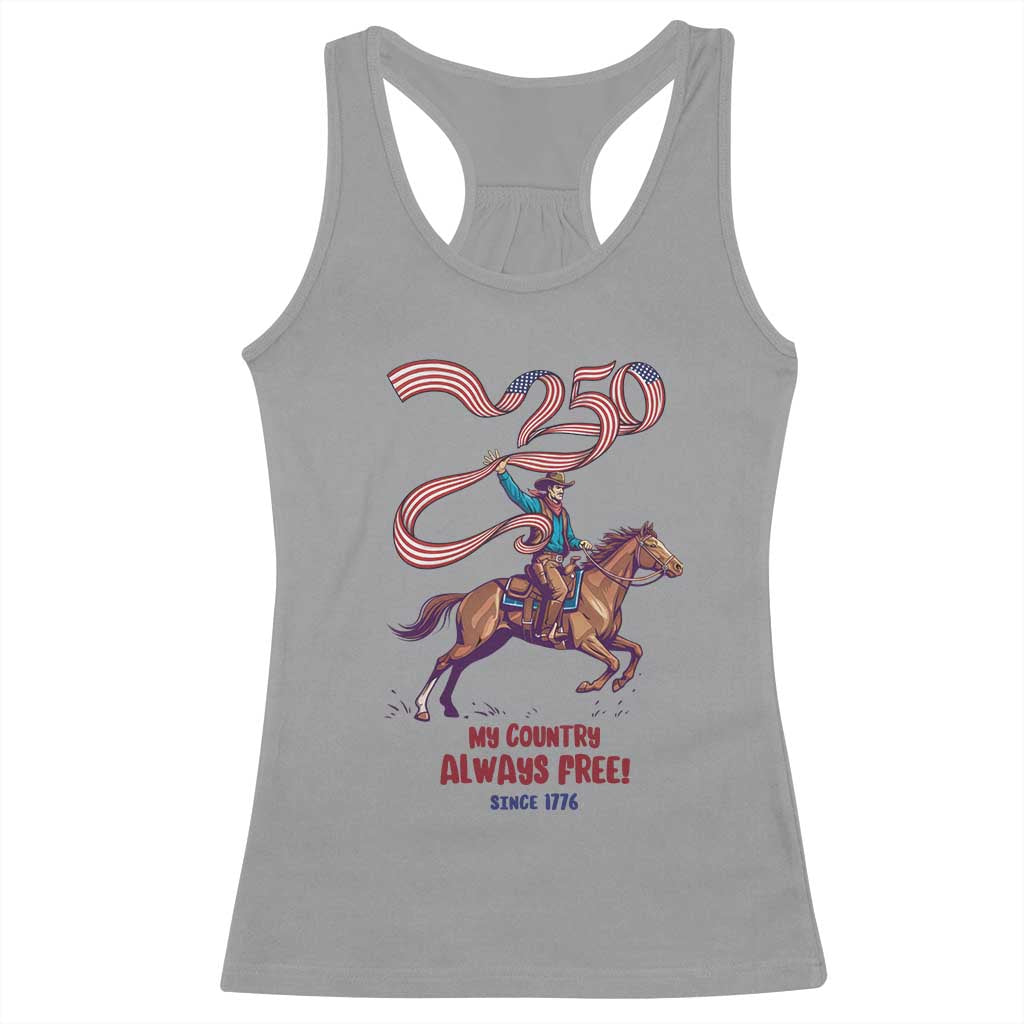 Funny Patriotic Cowboy Racerback Tank Top My Country Always Free USA Pride TS12 Sport Gray Print Your Wear