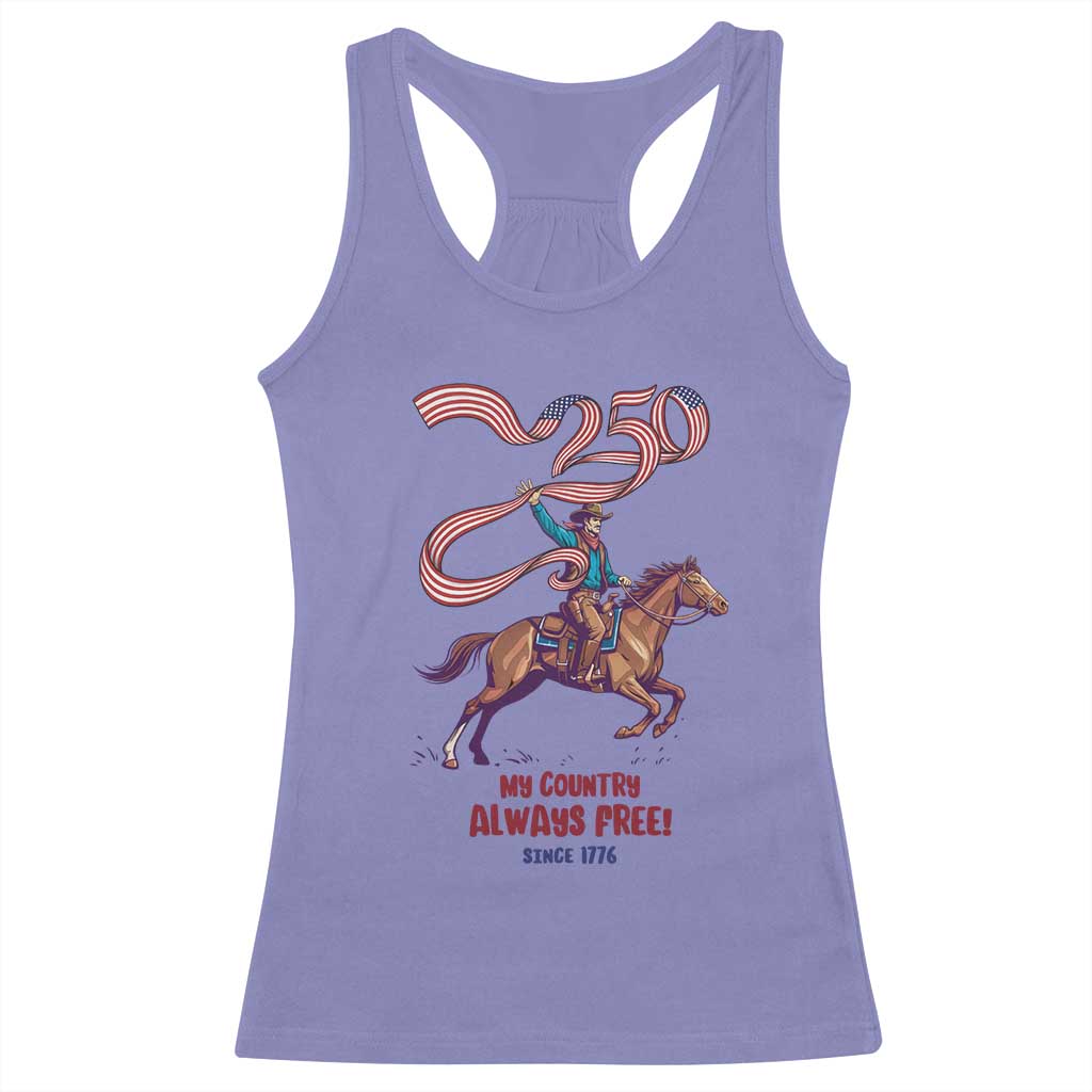 Funny Patriotic Cowboy Racerback Tank Top My Country Always Free USA Pride TS12 Violet Print Your Wear