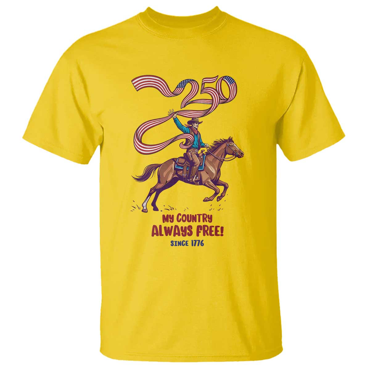Funny Patriotic Cowboy T Shirt My Country Always Free USA Pride TS12 Daisy Print Your Wear
