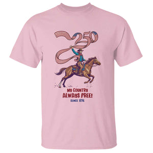 Funny Patriotic Cowboy T Shirt My Country Always Free USA Pride TS12 Light Pink Print Your Wear