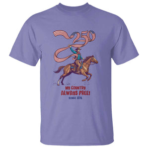 Funny Patriotic Cowboy T Shirt My Country Always Free USA Pride TS12 Violet Print Your Wear