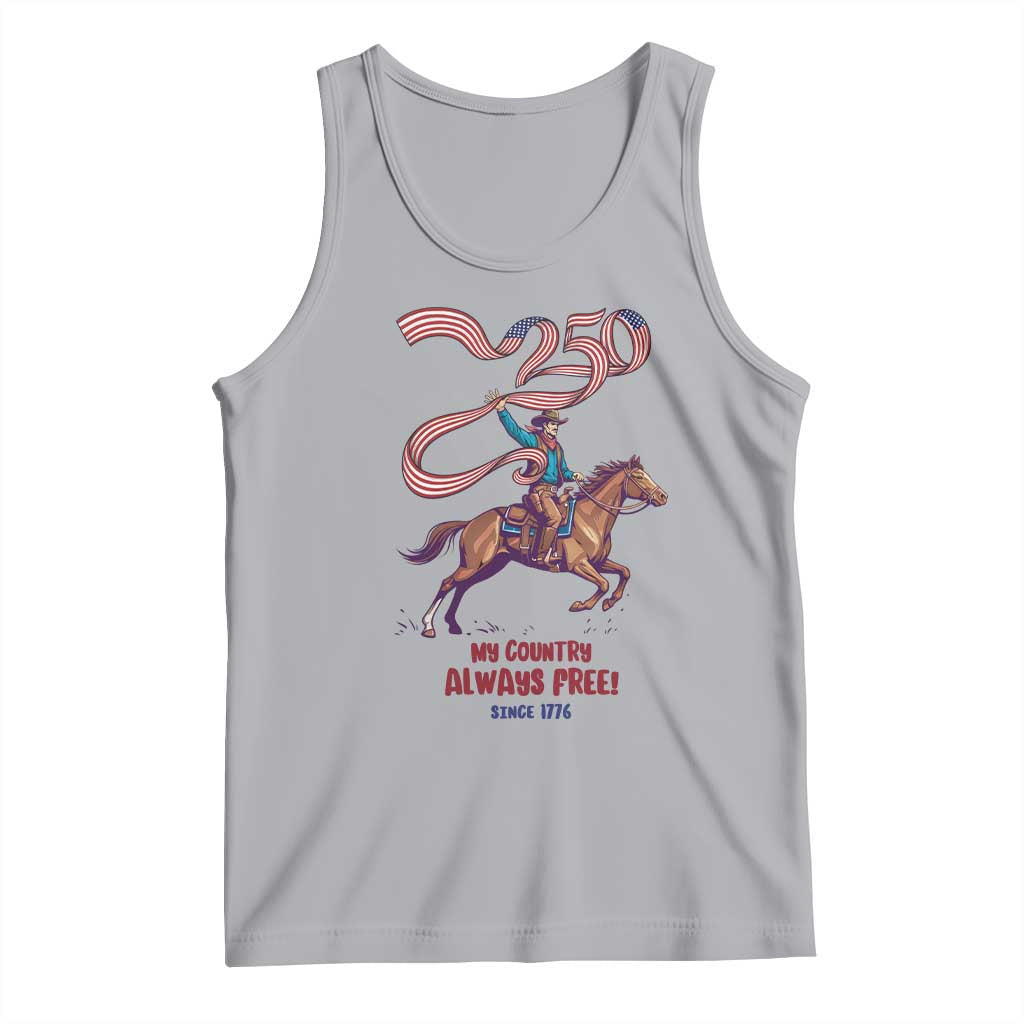 Funny Patriotic Cowboy Tank Top My Country Always Free USA Pride TS12 Athletic Heather Print Your Wear