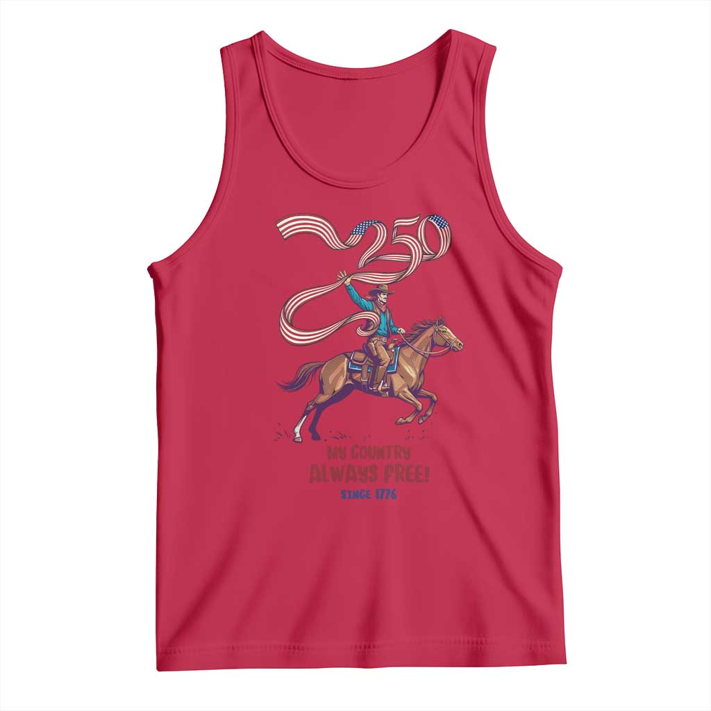 Funny Patriotic Cowboy Tank Top My Country Always Free USA Pride TS12 Red Print Your Wear