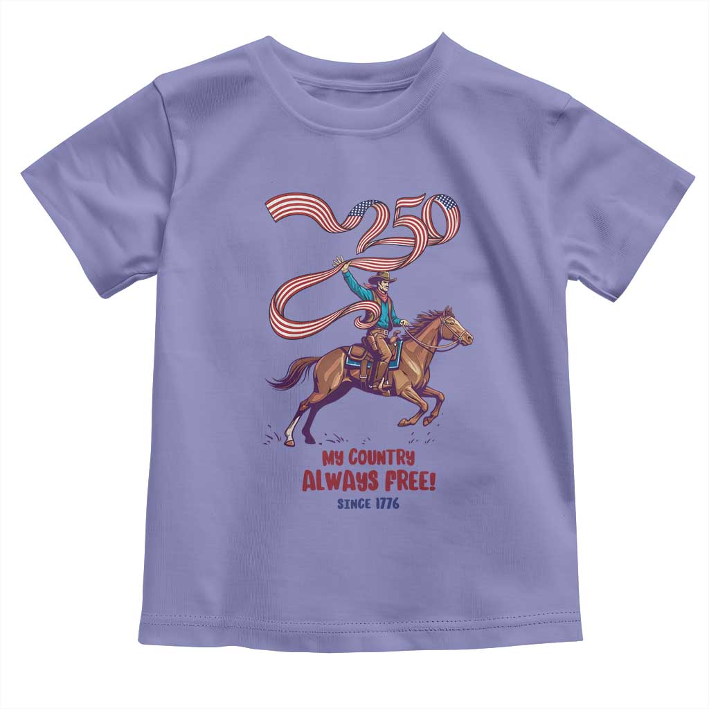 Funny Patriotic Cowboy Toddler T Shirt My Country Always Free USA Pride TS12 Violet Print Your Wear