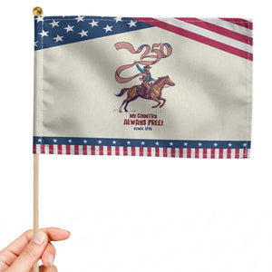 Funny Patriotic Cowboy Patriotic Handheld Flag My Country Always Free USA Pride TS12 Modern 8.2" × 5.5" Beige Blue Print Your Wear