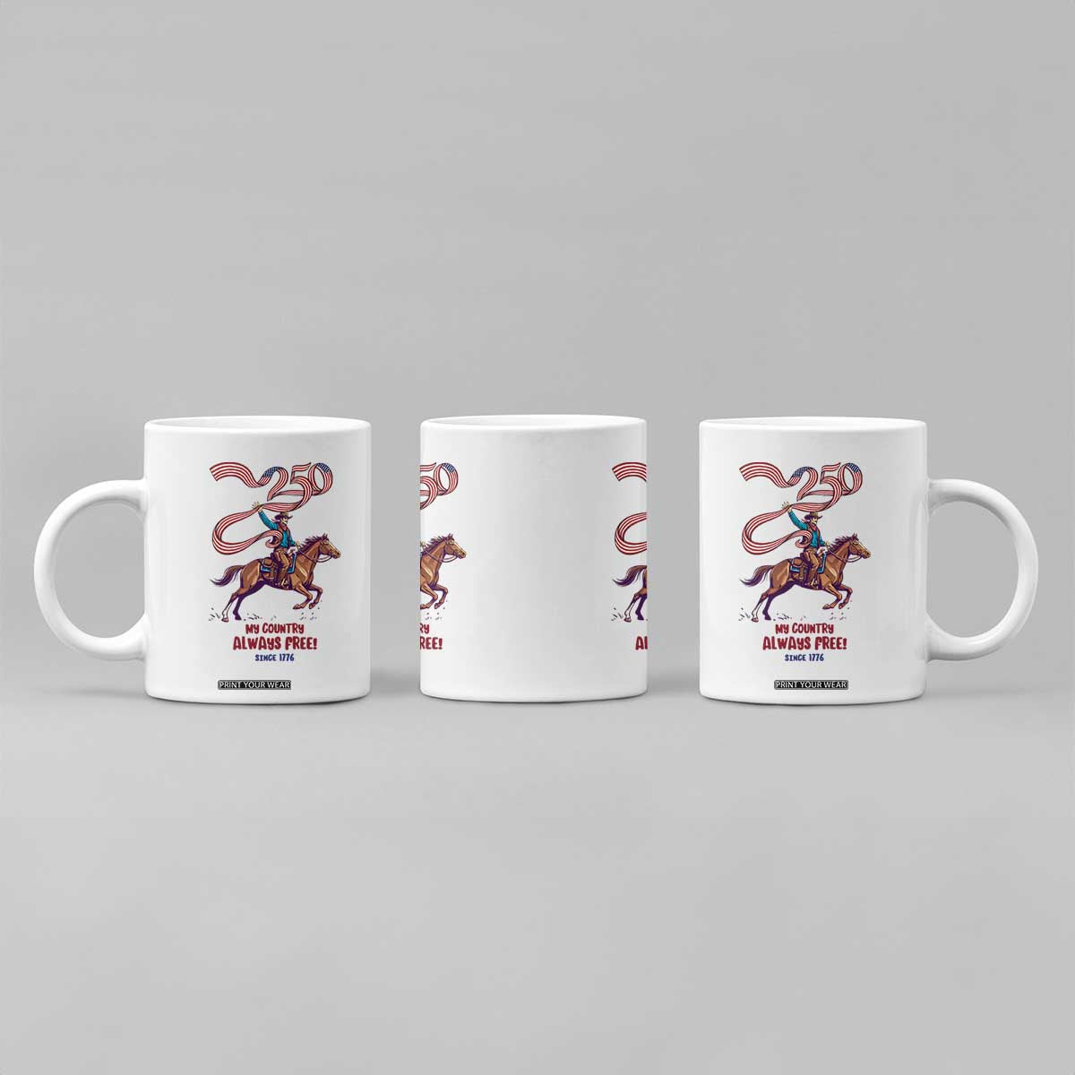 Funny Patriotic Cowboy Coffee Mug My Country Always Free USA Pride TS12 Print Your Wear