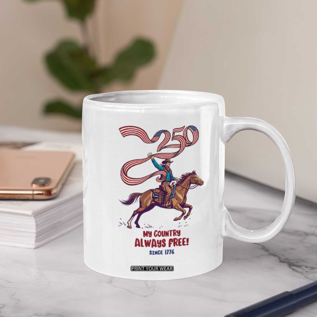 Funny Patriotic Cowboy Coffee Mug My Country Always Free USA Pride TS12 Print Your Wear
