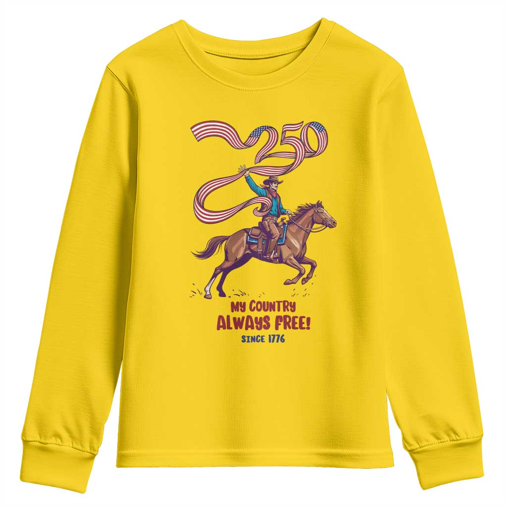 Funny Patriotic Cowboy Youth Sweatshirt My Country Always Free USA Pride TS12 Daisy Print Your Wear