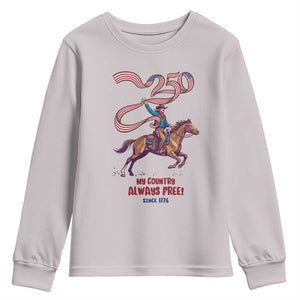 Funny Patriotic Cowboy Youth Sweatshirt My Country Always Free USA Pride TS12 Ice Gray Print Your Wear