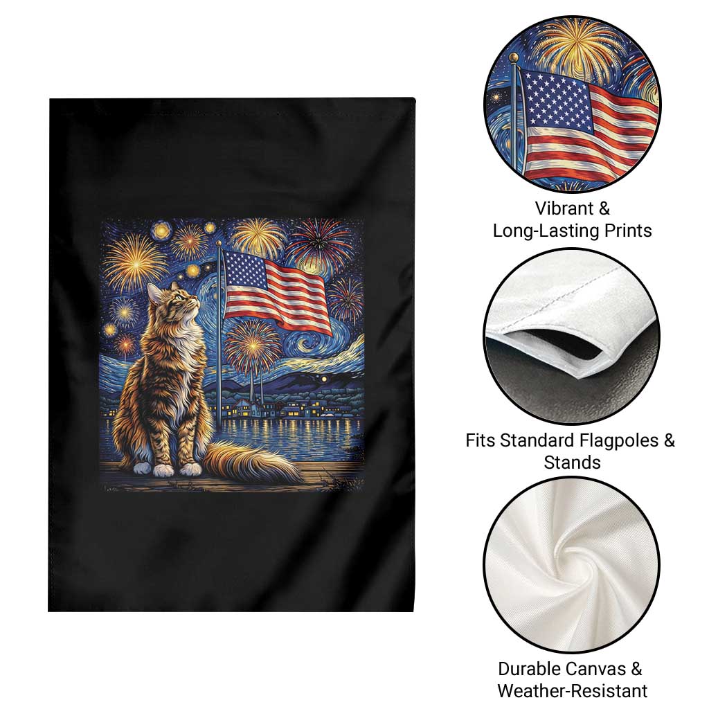 Patriotic Starry Night Cat Garden Flag Cat Lover Gift TS12 Print Your Wear