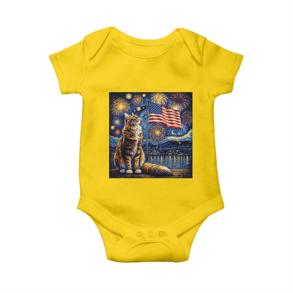 Patriotic Starry Night Cat Baby Onesie Cat Lover Gift TS12 Daisy Print Your Wear