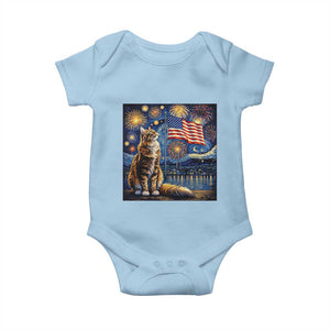 Patriotic Starry Night Cat Baby Onesie Cat Lover Gift TS12 Light Blue Print Your Wear