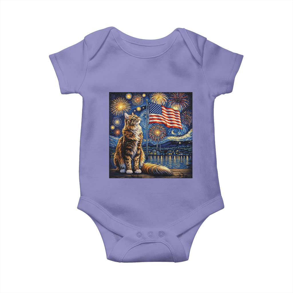 Patriotic Starry Night Cat Baby Onesie Cat Lover Gift TS12 Violet Print Your Wear