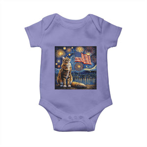 Patriotic Starry Night Cat Baby Onesie Cat Lover Gift TS12 Violet Print Your Wear