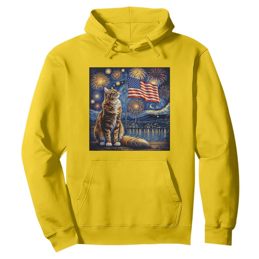 Patriotic Starry Night Cat Hoodie Cat Lover Gift TS12 Daisy Print Your Wear