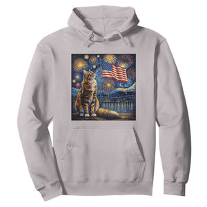 Patriotic Starry Night Cat Hoodie Cat Lover Gift TS12 Ice Gray Print Your Wear