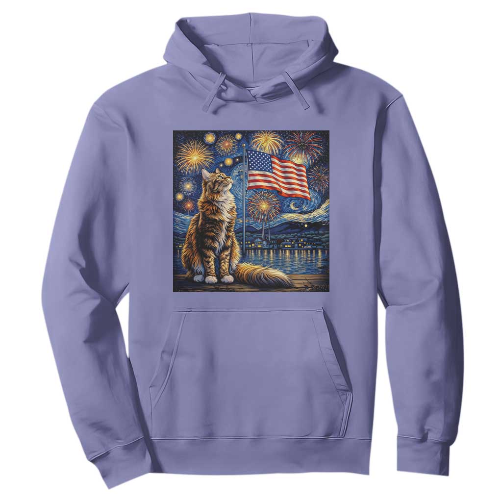 Patriotic Starry Night Cat Hoodie Cat Lover Gift TS12 Violet Print Your Wear